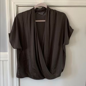 Muted greenish/grey vince silk blouse